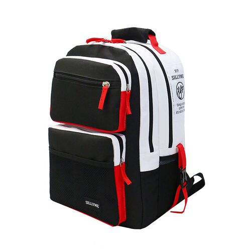 Black and white stitching High school bags for teenage boys