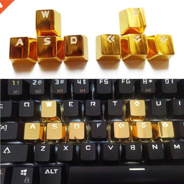8Pcs Metal Keycaps WASD ARROW Zinc Alloy KeyCap Backlit Key - 实物图