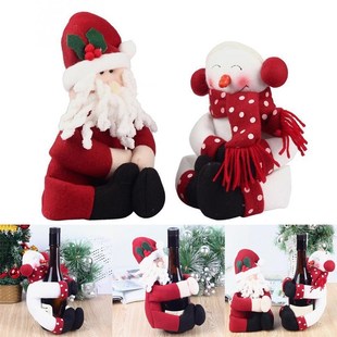 New Brand 2 Set Red Wine Bottle Santa Claus Cover Bag for Ho