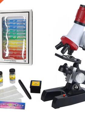 Microscope Kit Lab LED 100X-400X-1200X Home School Educatio