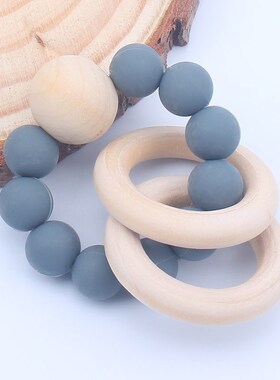 Baby Nursing Bracelets Silicone Teether Teething Wood Rattle