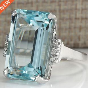 Princess Engagement Jewelry Aquamari Fashion 16.42CT Natural