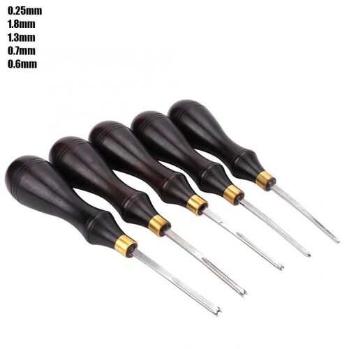 1PC Sharp Leather Edge Beveller Steel Blade Ebony Handle DIY