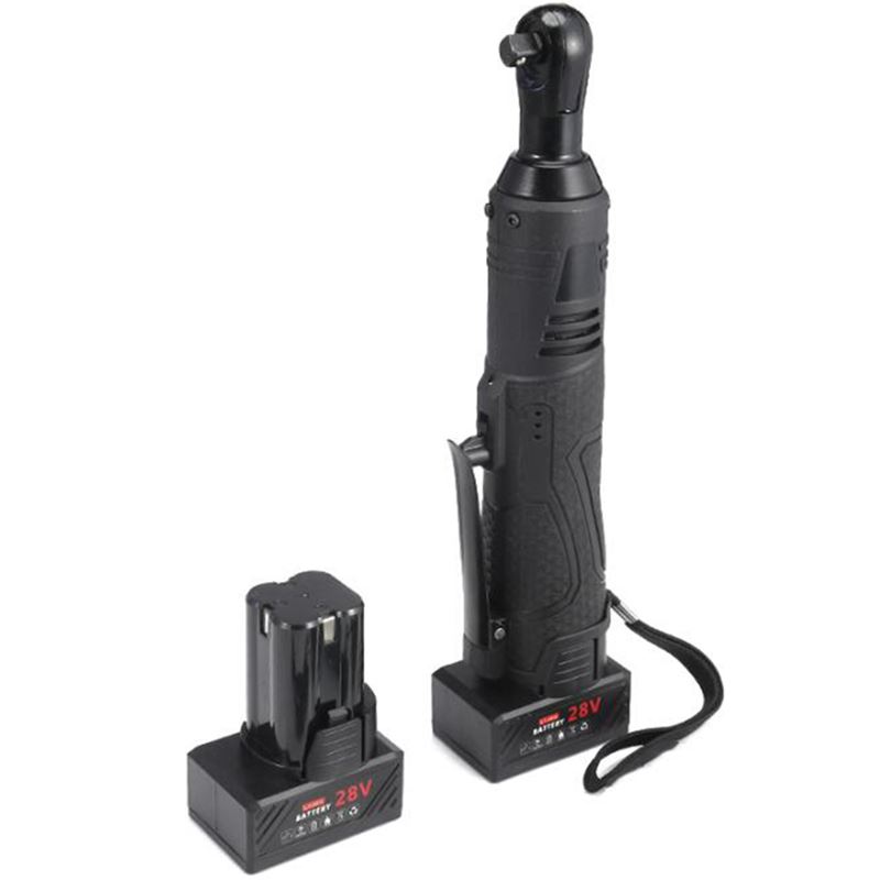 US Plug, 28V 2 Lithium Ion Battery Electric Ratchet Wrench