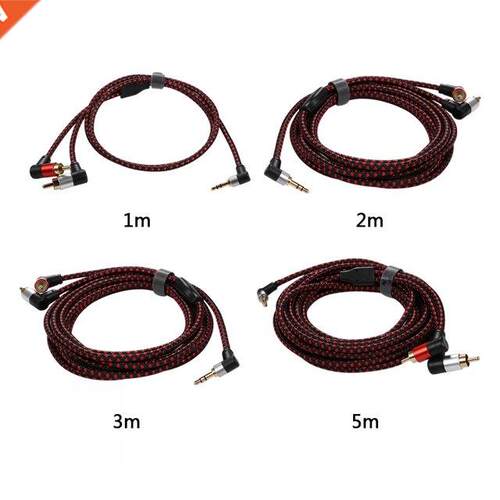 1M/2M 90 Degree 3.5mm Male to 2 RCA Male Cable Right Angle A