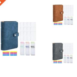 A6 Binder Notebook, 6 Holes PU Leather Budget Binder Cover W