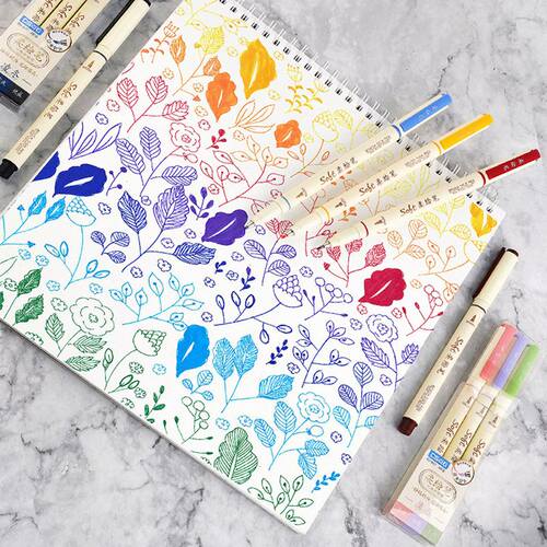 3pcs Retro Color Twin Marker Pens Set Brush Drawing Fine Lin
