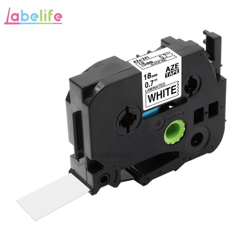 TZe-241 laminated label tape 18mm Black on White tz241 tze-1