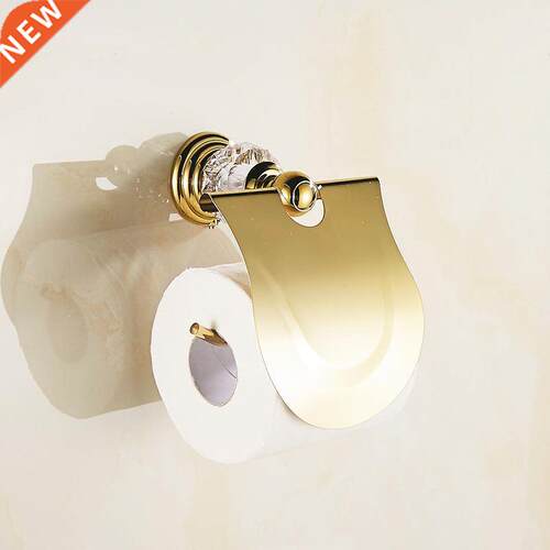 Polished Gold Bathroom Accessories Set with Crystal Towel Ra