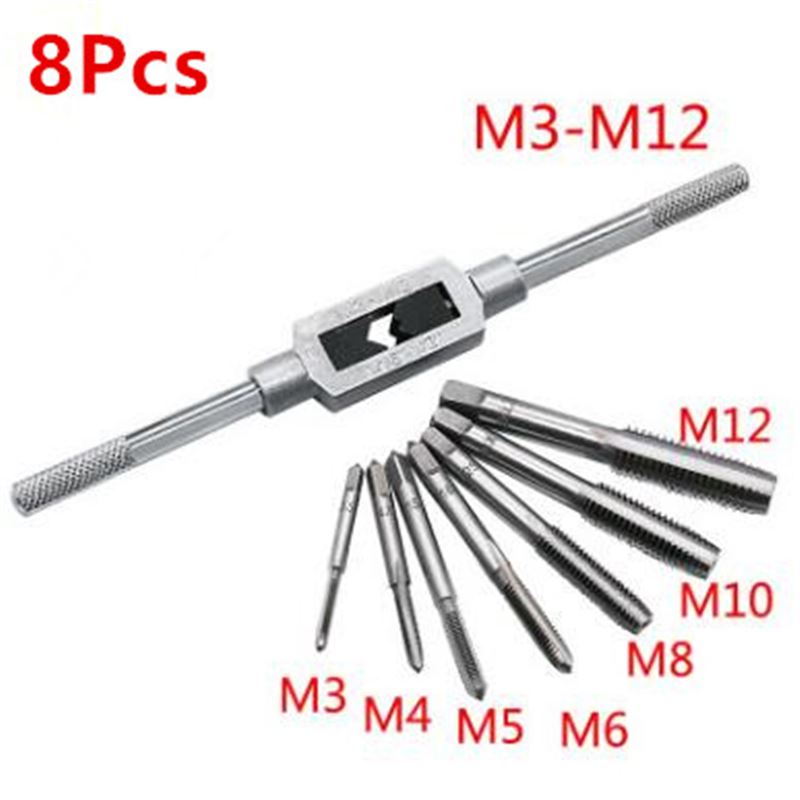 M3-M12 Adjustable Ratchet Hand Tap Wrench with 7pcs High Spe