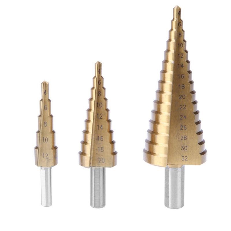 4-12/20/32mm Titanium Coated Step Drill Bit Drilling Power T