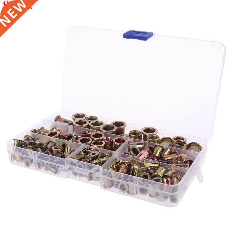 175pcs Set Rivet Nut Kit Mixed Zinc Steel Rivnut Insert Nuts