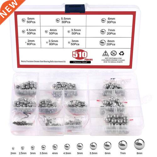 510PCS Stanless Steel 304 Steel Ball 2mm-8mm Assortment Kt
