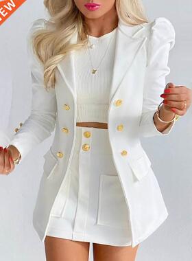 New Spring and Autumn Leisure Fashion Suit Women's Doubl
