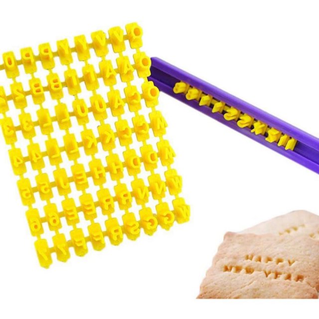 DIY Number Letter Cake Printing Mold Biscuit Alphabet Stamp