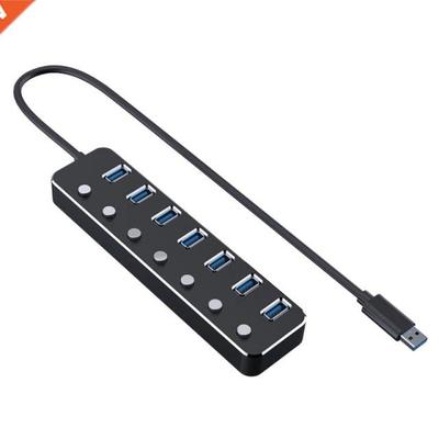 Alumnum Alloy 7 Ports USB 3.0 Hub Sub-Control Swtch HUB 60