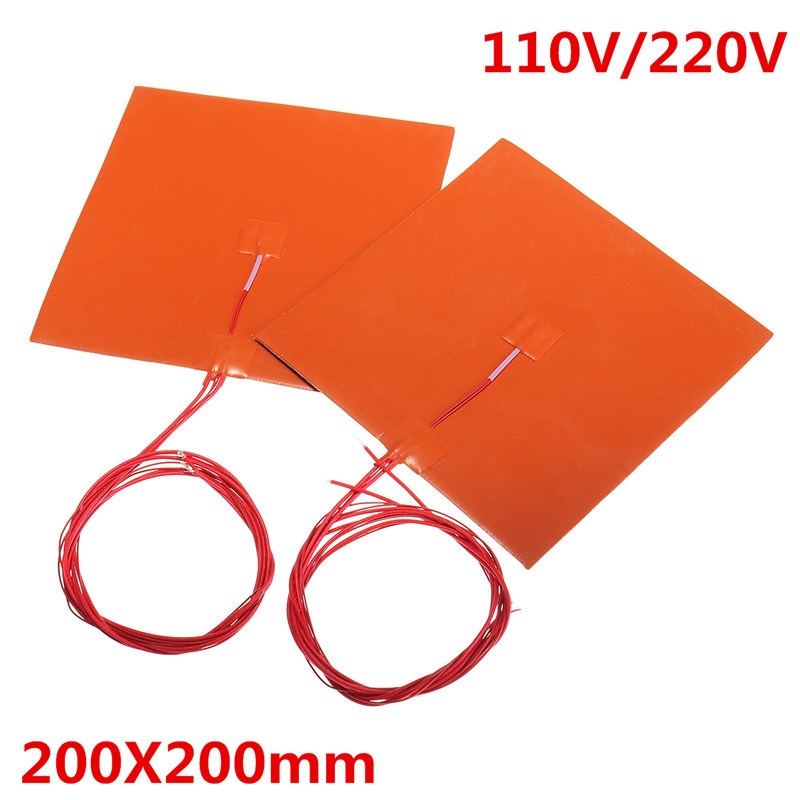200 x 200mm 110V 220V 200W Silicone Heated Bed Heating Pad w