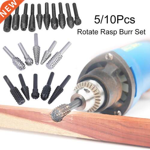10pcs Shank Rotary Burr Set Wood Rasp File Drill Bits Rotary