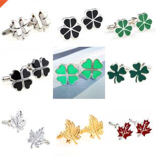 ndy Black Green Siver Clover Gold Red Maple Leaf Cufflink Cu