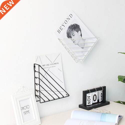 Nordic Geometric Iron Magazine Storage Rack Wall Basket Home