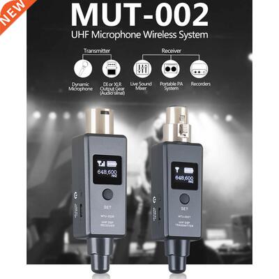 1 Pair Microphone Wireless System UHF DSP Transmitter Receiv