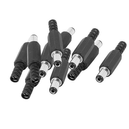 5Pcs Black Cover 2.1x5.5mm Male DC Power Plug Jack Connector