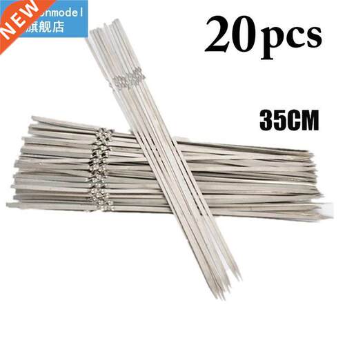 20pcs Heat-Resistant Barbecue Skewers Stainless Steel Flat N