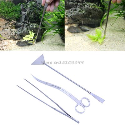 3in1 Aquarium Aquatic Live Plants Maintenance Tweezers Sciss