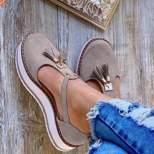 New Women Sandals Summer Casual Flat Platform Heel Fridge Bu