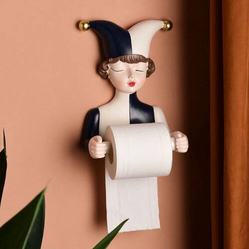 Nordic Cartoon Elf Girl Paper Towel Holder Free Punch Resin
