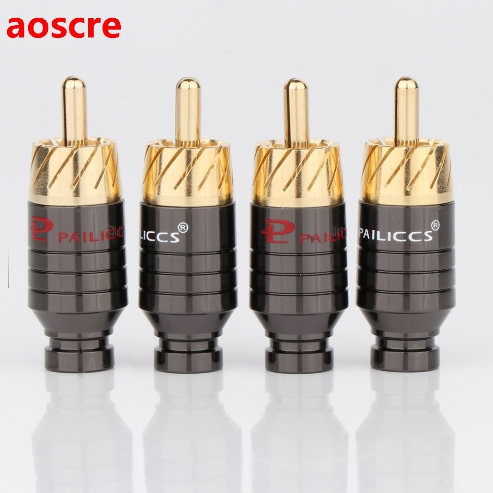 4pcs R1712 Copper RCA Plug Gold Plated Audio Video Adapter C