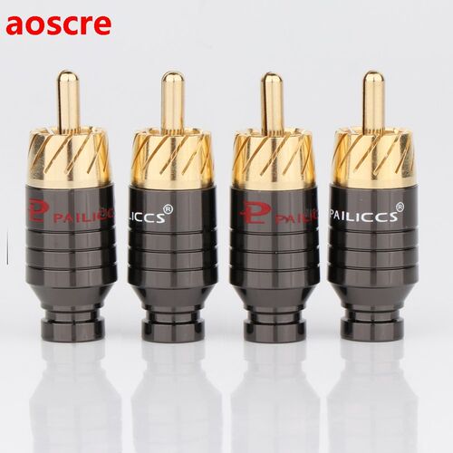 4pcs R1712 Copper RCA Plug Gold Plated Audio Video Adapter C