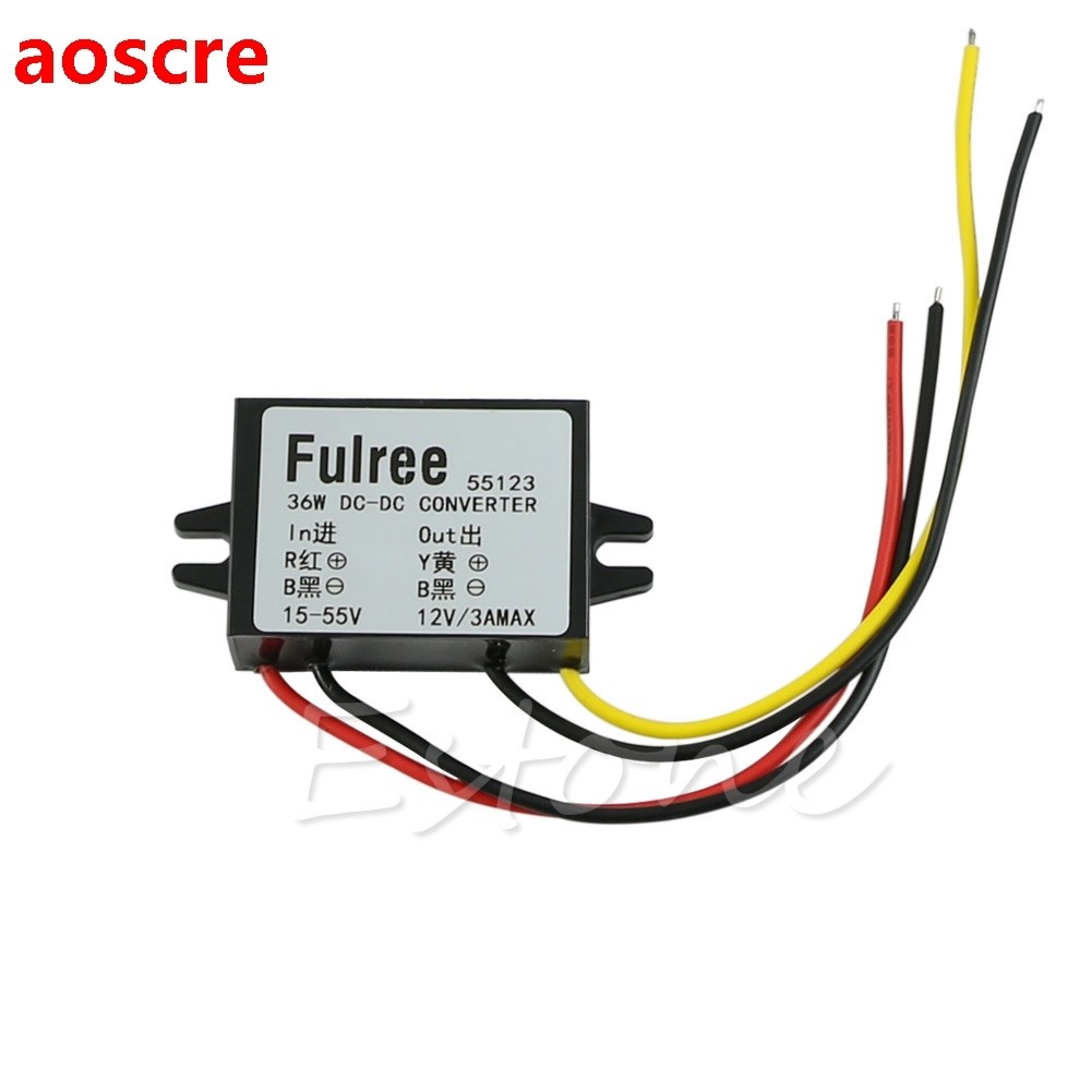 DC 24V 36V 48V (15V-55V) to 12V 3A 36W DC-DC Converter Step