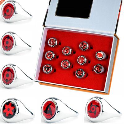 10PCS SET Anime Naruto Sharingan Rings Action Figure Cosplay