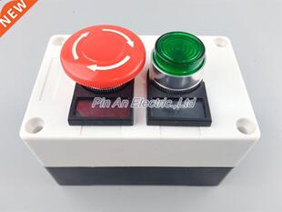 The emergency stop button BOX, 24V green lght