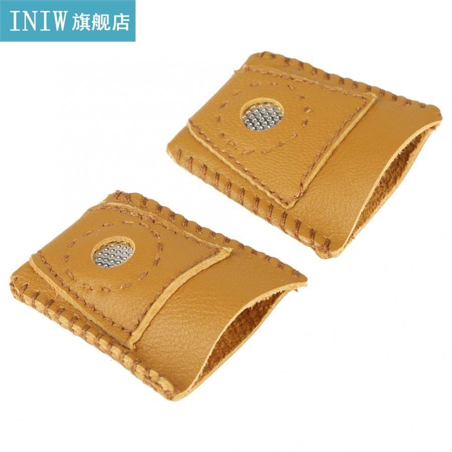 2pcs large size leather thimble finger sets with metal tip h