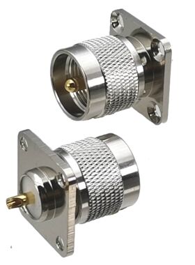 1pcs UHF PL259 Male Plug 4 Holes Flange Connector Solder Pan