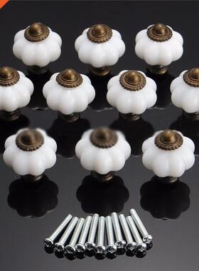 10pcs Furnture Handle Pumpkn Ceramc Door Knobs Cabnet Kn