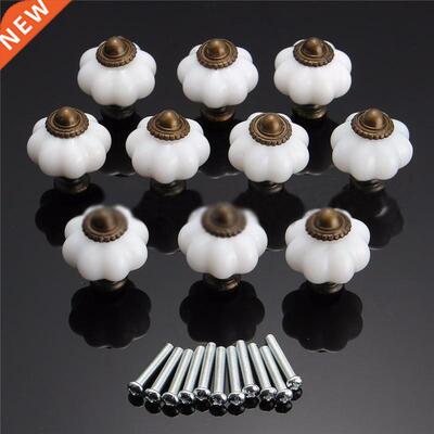 10pcs Furnture Handle Pumpkn Ceramc Door Knobs Cabnet Kn
