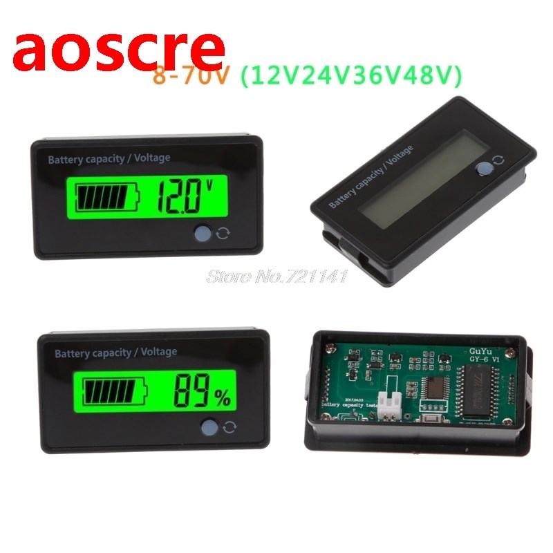 8-70V LCD Acid Lead Lithium Battery Capacity Indicator Volta