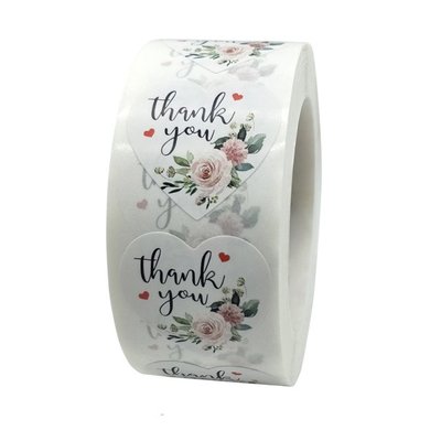 100-500pcs Thank You Stickers Heart Floral Seal Labels Cute