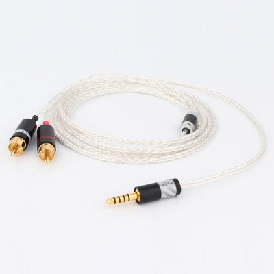 HIFI 8 cores pure silver plated 4.4mm 3.5mm to 2rca jack aux