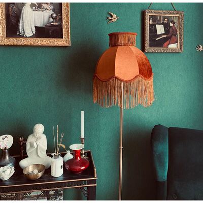 Medicci Home Velvet Lampshade With Tassels Retro Caramel Col
