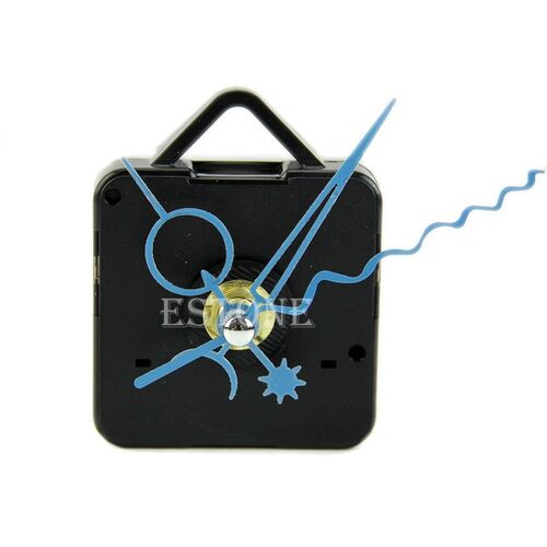 Blue Hands DIY Quartz Black Wall Clock Spindle Movement Mech