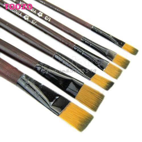 6 Brown Tip Nylon Paint Brushes For Art Artist Supplies