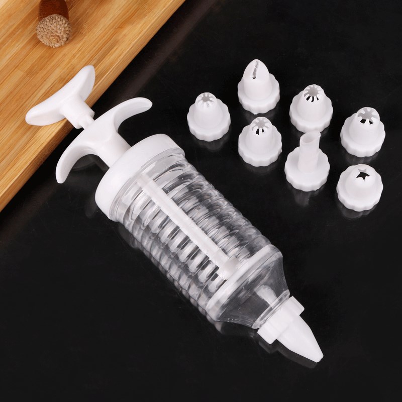 1Set 8Pcs Cake Decoration 3Colors Pastry Syringe Extruder Cr