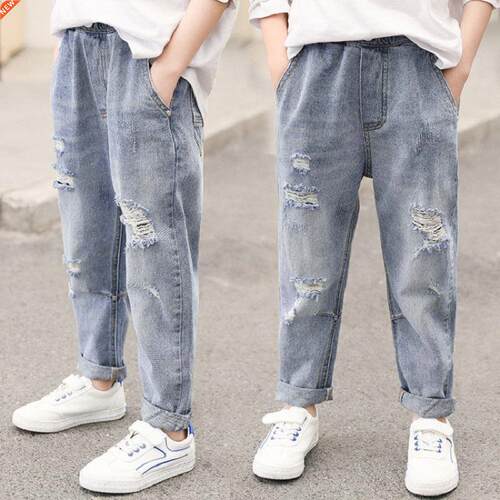 IENENS 4-13 Years Boys Clothes Slim Straight Jeans Classic B