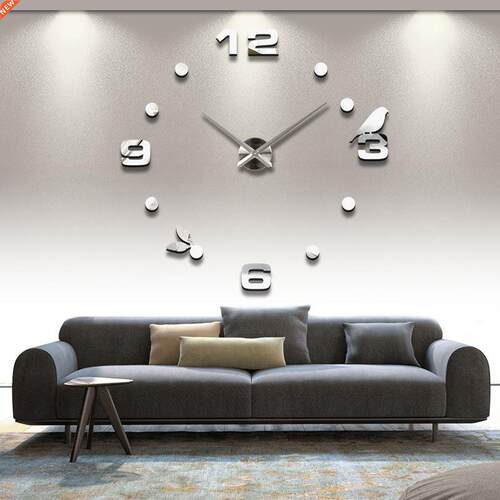 Free shipping new real metal 3d  acrylic mirror wall cloc