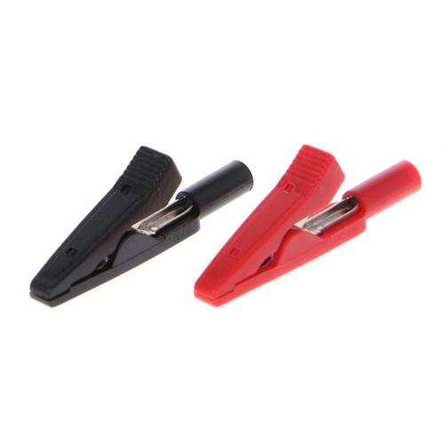 2 Pcs Insulated Alligator Clip 2mm Banana Female Adapter Met