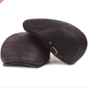 Berets Autumn Winter Cap Hats for Men High Quality Leather H